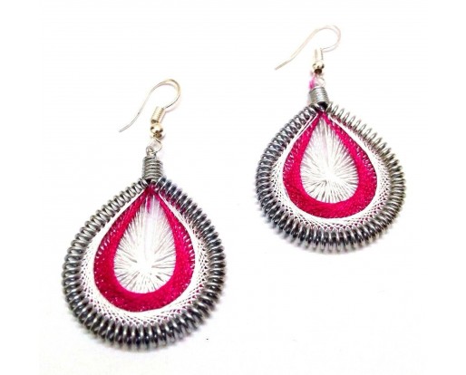 THE PINK WEB Thread Work Earrings Jewelry Hook Drop Long Dangle Boho Ethnic AE36